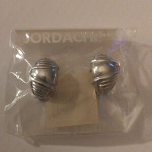 Vintage Jordache Shiny Silver Earrings Clip On (Sku 1336)